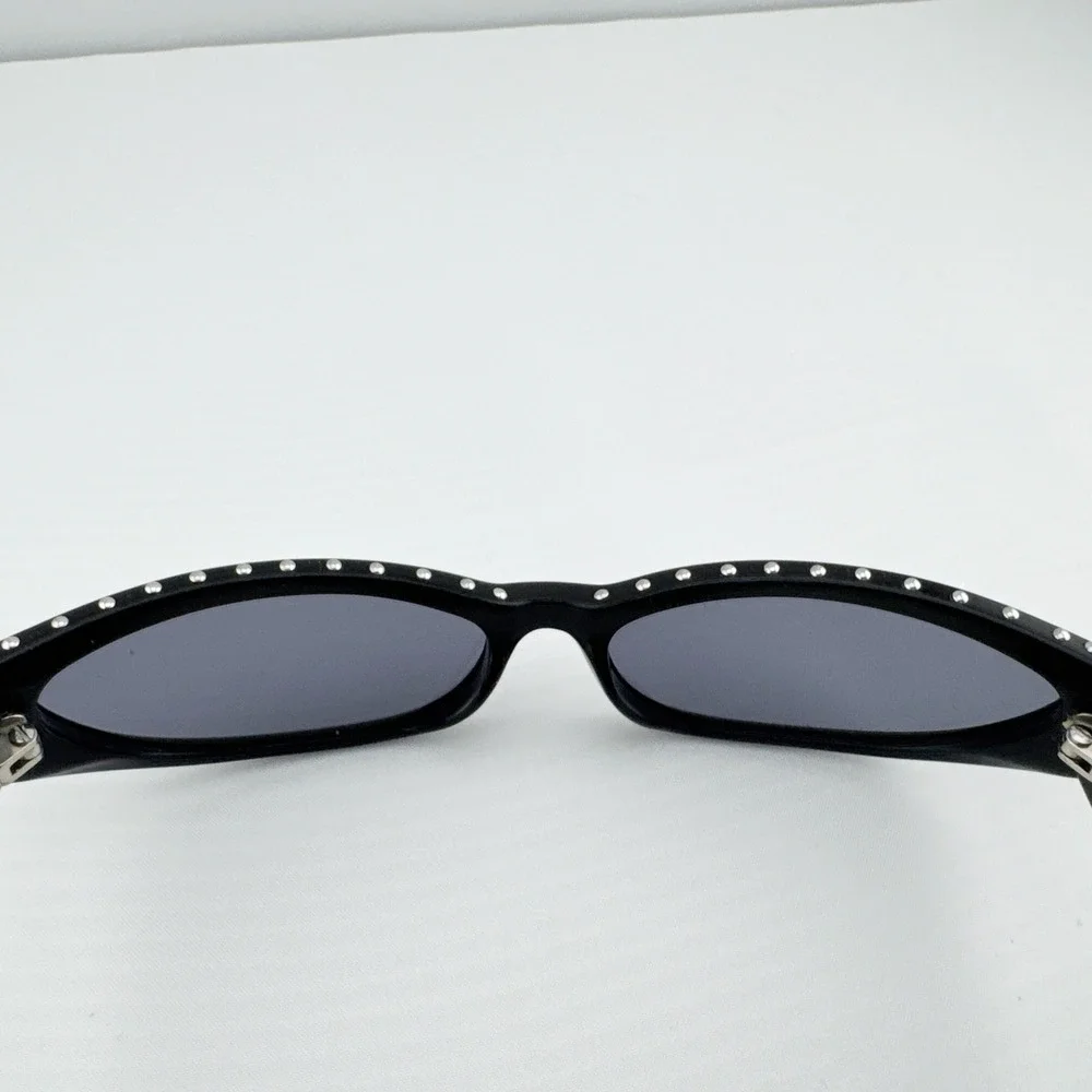 Alain Mikli Black Studded Slim‎ Oval Sunglasses Y2K Designer Eyewear